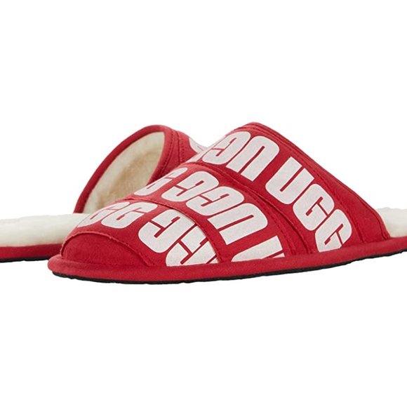 UGG Scuff Graphic Band Red Slipper. Sheepskin. Wool. Size: 10, 12 - Picture 4 of 8